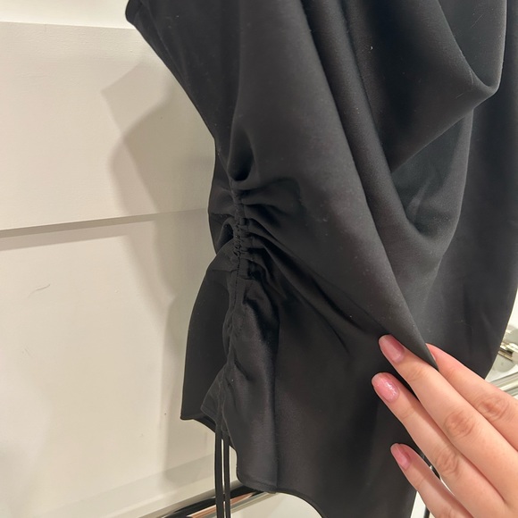 Dynamite Black Satin Drawstring Cowl Neck Cami Tank Top Ladies Size L - Picture 4 of 5